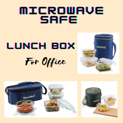 GLASS DAISY MICROWAVE SAFE OFFICE TIFFIN LUNCH BOX - SET OF 4